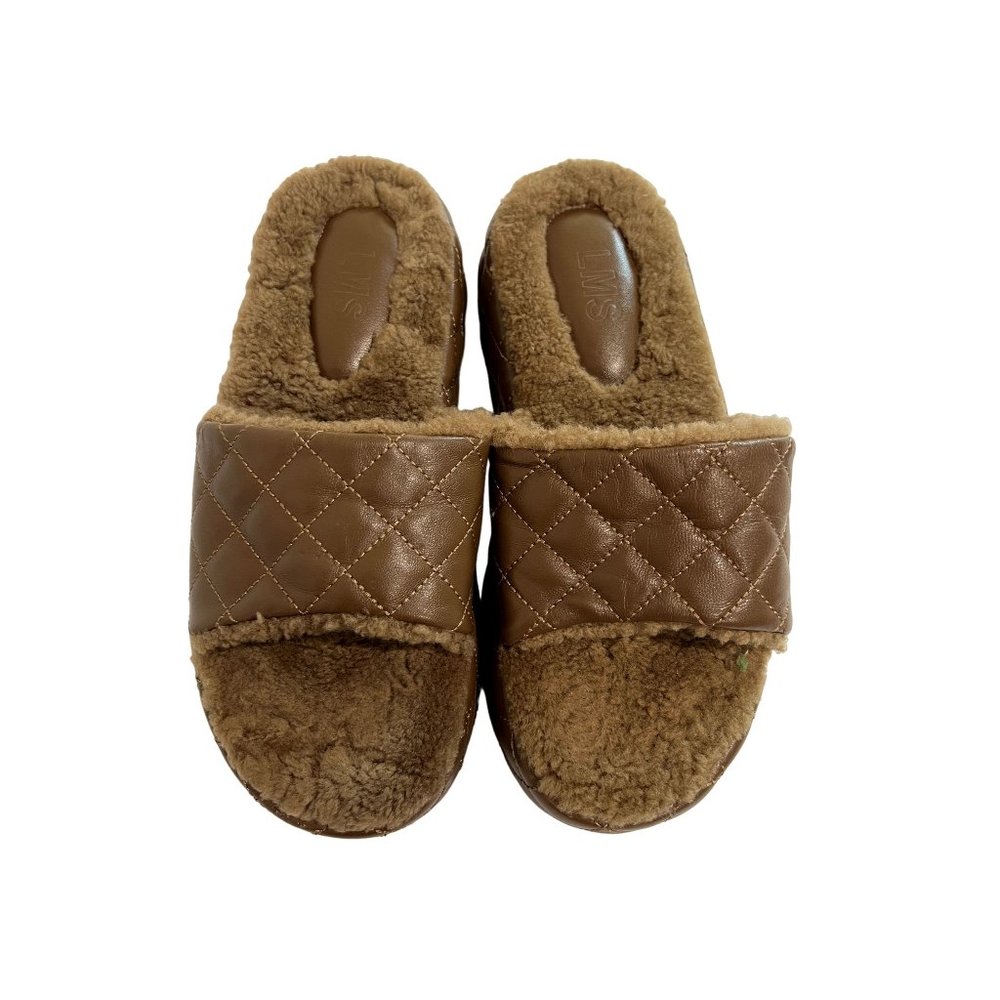 LMS Quilted Farrah Slides in Brown
